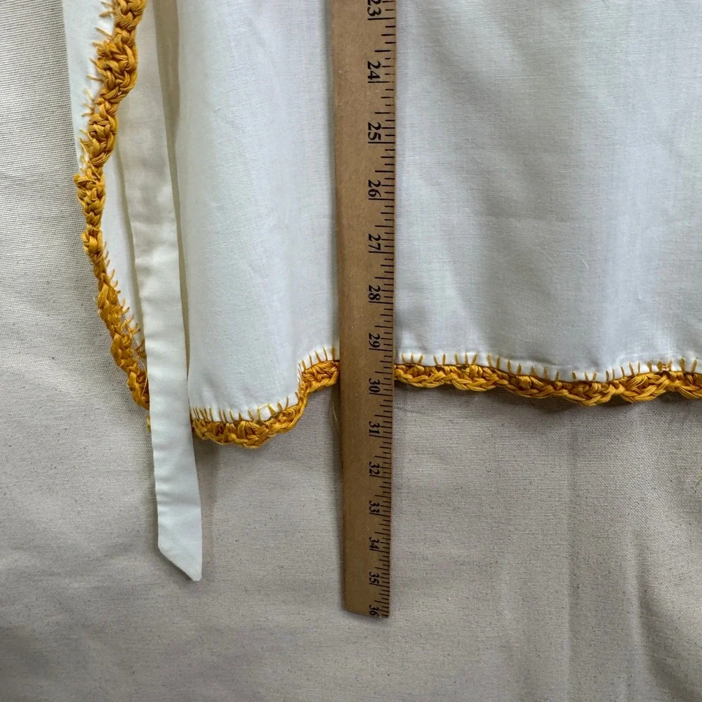 Handmade Vintage Floral Embroidered Apron OS White Cottagecore Boho Retro